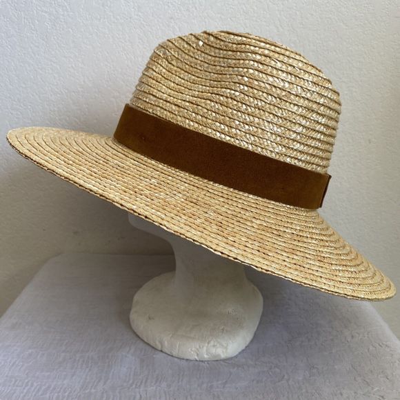 Gigi Pip Accessories - Gigi Pip Isla Sunhat Natural Straw Wide Brim Fedora Suede Band NEW (Other) OS